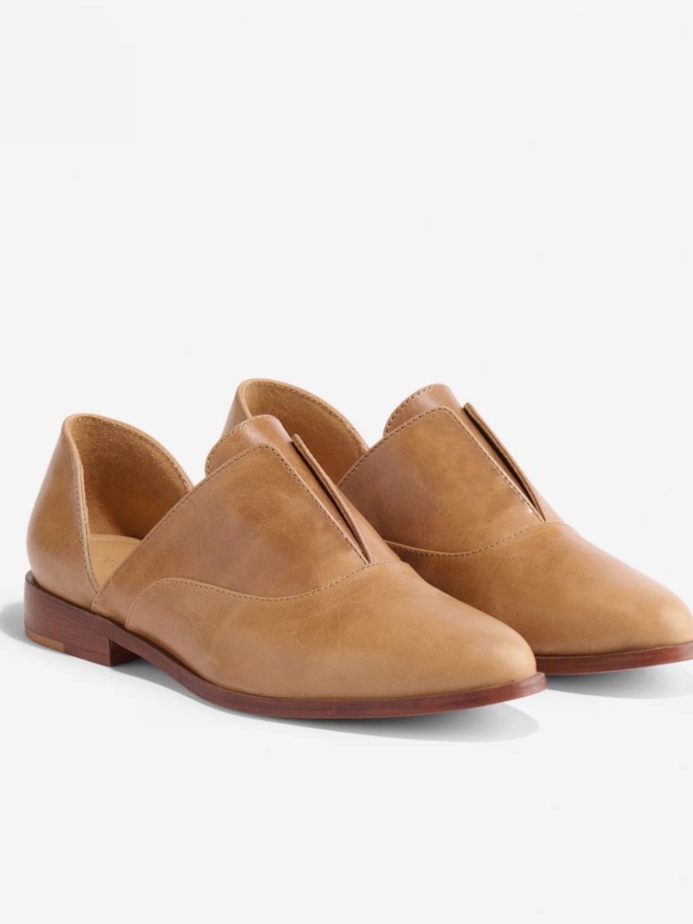 NISOLO Emma D'orsay Oxford Flat Shoe Women's Size 8 Almond Tan Beige